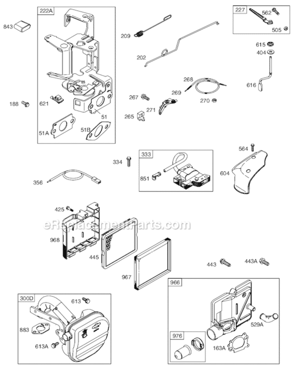 Page D Diagram and Parts List for 12B600 0100-0104 Briggs and Stratton Engine